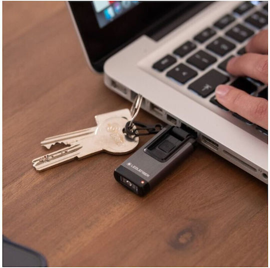 LedLenser Rechargeable Keychain Flashlight LED with Maximum Brightness 120lm Gray