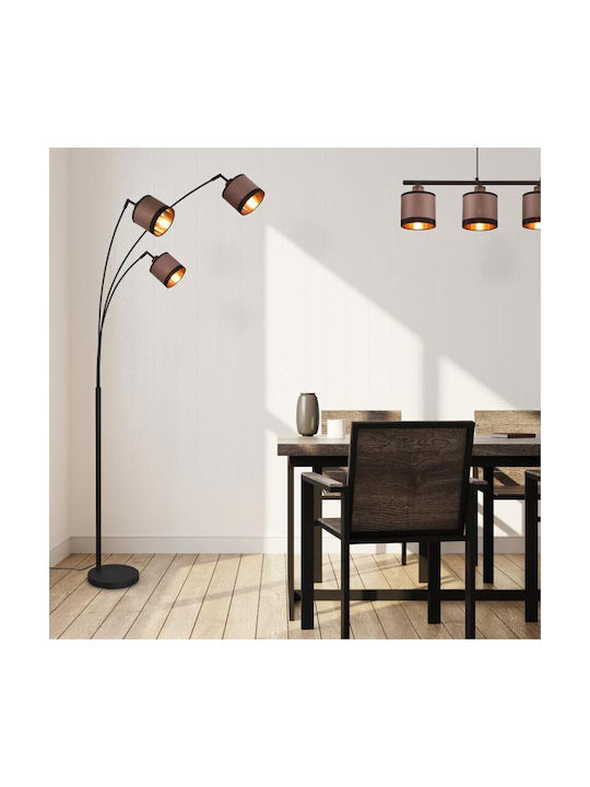 Trio Lighting Davos Φωτιστικό Δαπέδου Υ185xΜ12εκ. με Ντουί για Λαμπτήρα E14 Μαύρο