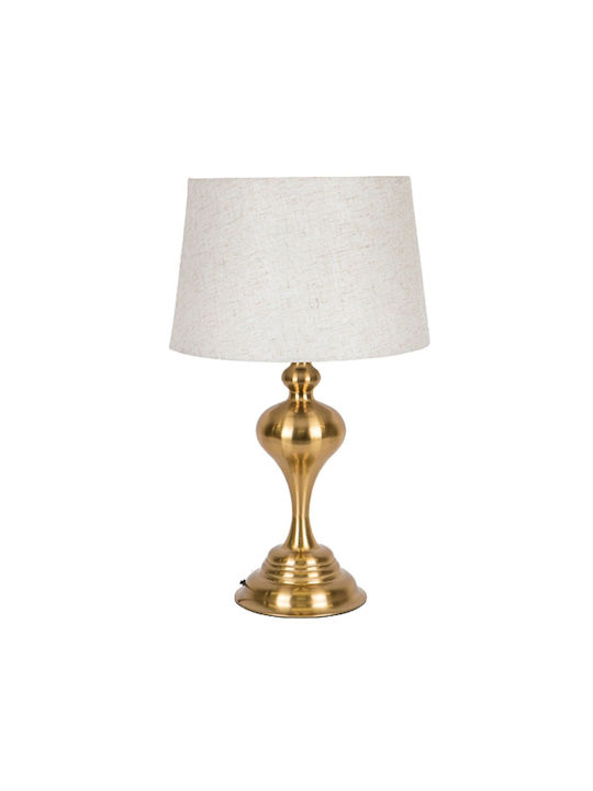 Metal Table Lamp with Beige Shade and Gold Base