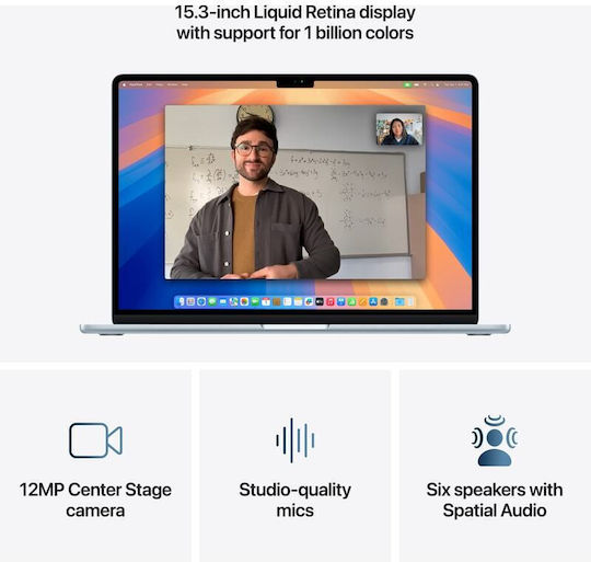 Apple MacBook Air 15,3" IPS Retina Display (M4-10-Kern/16GB/256GB SSD/10-Kern-GPU) mit 35W Doppel-Ladegerät Himmelblau (Tastatursprache Internationales Englisch)