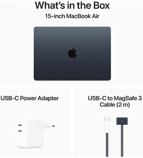 Apple MacBook Air 15.3" IPS Retina Display (M4-10-Core/16GB/512GB SSD/10-Core GPU) with 35W Charger (Dual Port) Midnight (International English Keyboard)