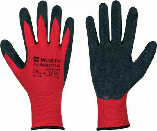 Wurth Multifit Γάντια Εργασίας Κόκκινα Latex/Πολυεστέρα