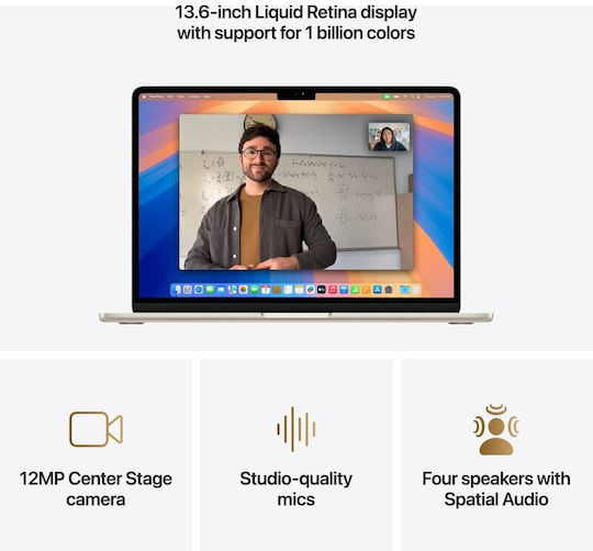 Apple MacBook Air 15.3" IPS Retina Display (M4-10-Core/16GB/512GB SSD/10-Core GPU) με Φορτιστή 35W (Dual Port) Starlight (US Keyboard)