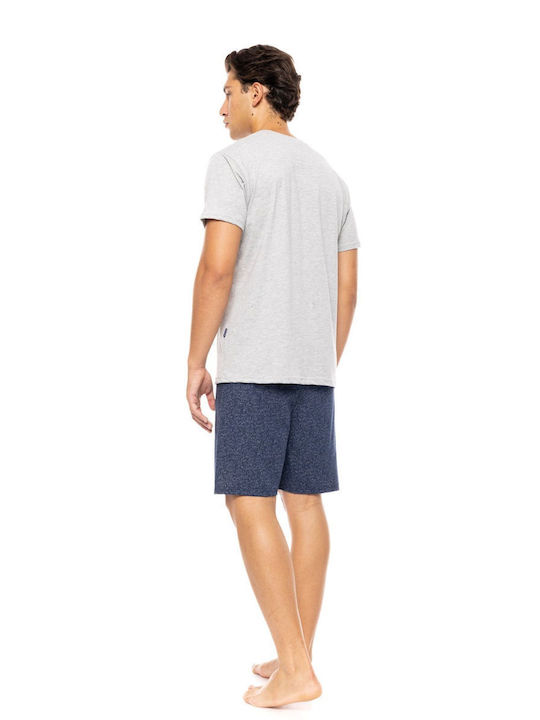Ulisse Men's Summer Pajamas Set Deep Blue Grey