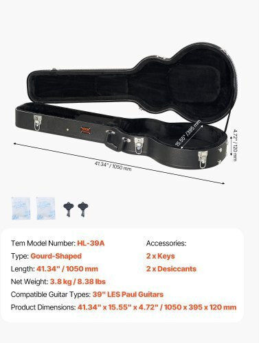 Vevor Waterproof Suitcase Electric Guitar Padded Black