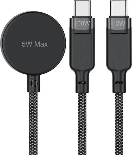 Acefast Braided Cablu USB la Type-C / Lightning cu mai multe porturi 5A Negru 1.2m (C6-11)