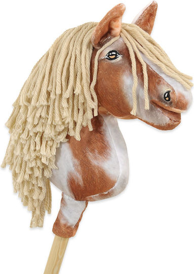 Steckenpferd Klein Premium Steckenpferd Gescheckt Tobiano Beige Mähne A4