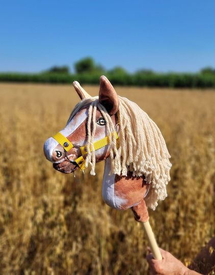 Steckenpferd Klein Premium Steckenpferd Gescheckt Tobiano Beige Mähne A4