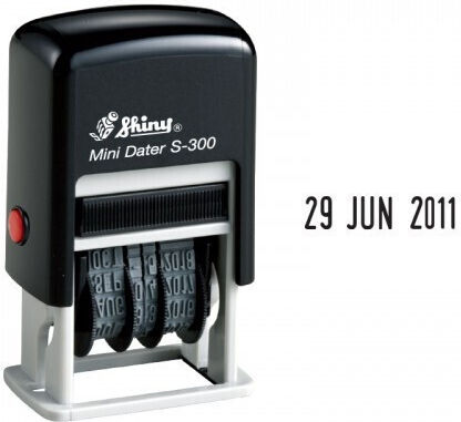Shiny Rectangular Self-Inking Stamp Date in Greek Language and Black Ink