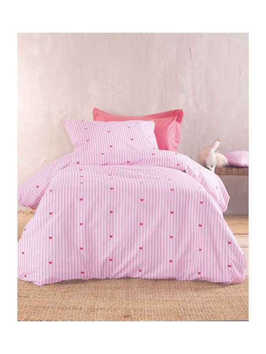 Rythmos Young Heart Set de față de pernă pentru copii din bumbac 100% 50x70cm Roz