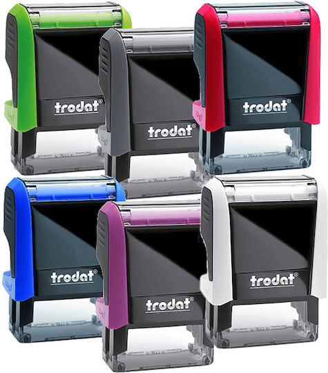 Trodat Rund Stempel in Griechisch Sprache und Schwarz Tinte (Μiverse Farben)