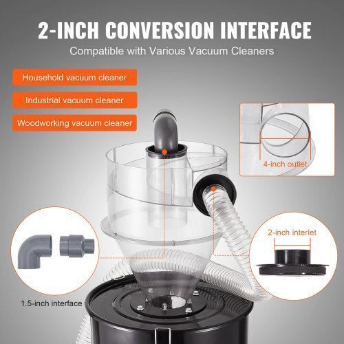 Separator de praf ciclon Vevor pentru aspirator, rezervor de 4", 50L