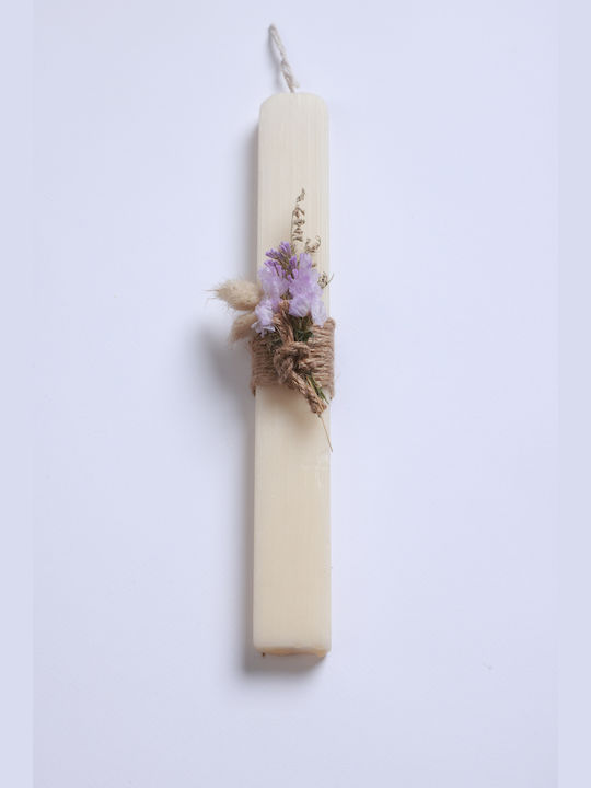 Easter Candle Flat with Box Dried Flowers White