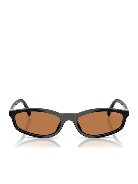 Miu Miu Unisex Sunglasses with Black Plastic Frame and Brown Lens MU A06S 16K10I