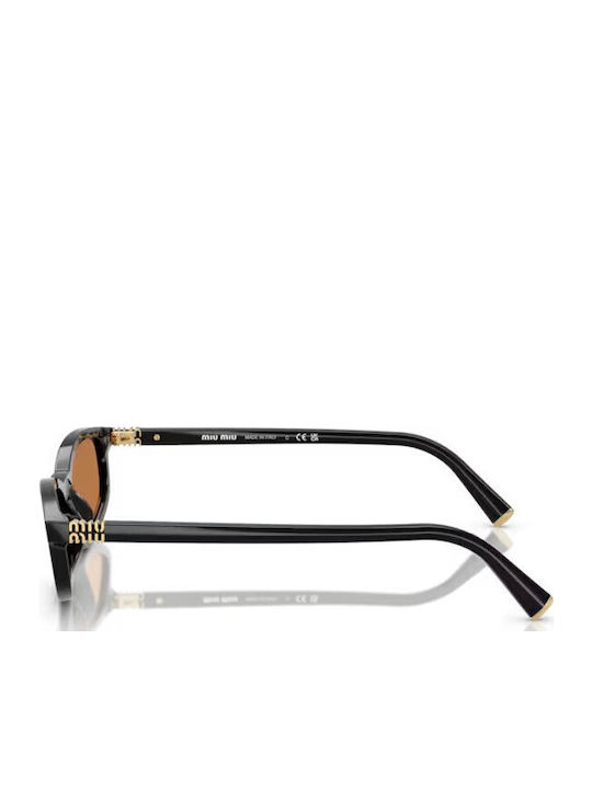 Miu Miu Unisex Sunglasses with Black Plastic Frame and Brown Lens MU A06S 16K10I