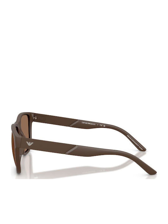 Emporio Armani Men's Sunglasses with Brown Plastic Frame and Brown Lens