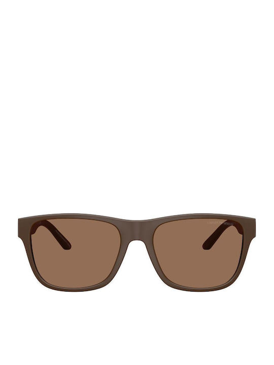 Emporio Armani Men's Sunglasses with Brown Plastic Frame and Brown Lens