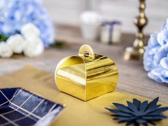 PartyDeco Papier Box für Geschenke Gold 6x5.5x6cm. 10Stück