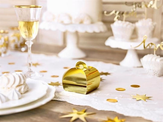 PartyDeco Papier Box für Geschenke Gold 6x5.5x6cm. 10Stück
