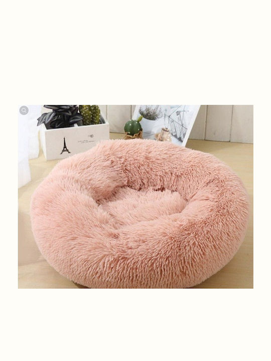 Large Pet Bed Silky Pet Fluffy Pink 100cm Diameter X 15cm Height Long Threads