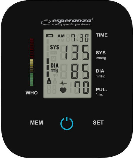 Πιεσόμετρο Esperanza Ecb006 Οθόνη Lcd 99 Θέσεις Μνήμης Usb-c Μαύρο