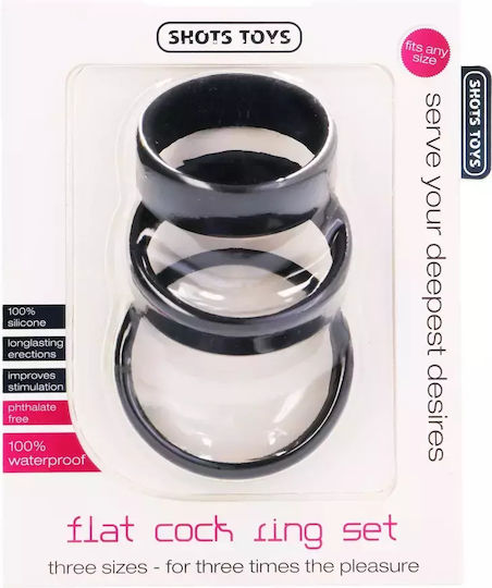 Shots Flat Cock Ring Set Σετ Δαχτυλίδια Πέους Σιλικόνης Μαύρα 3τμχ SHT390BLK