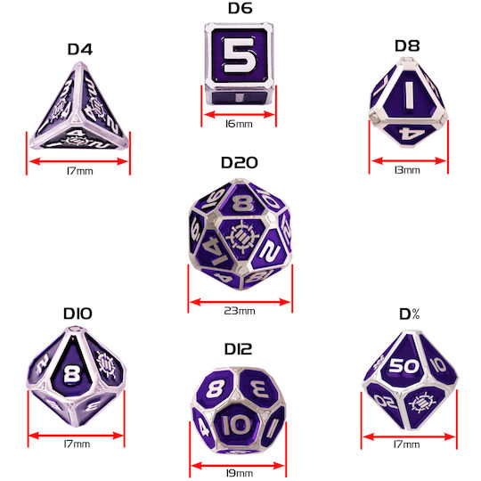 Enhance 7pc Metal Rpg Dice Collector's Edition Purple