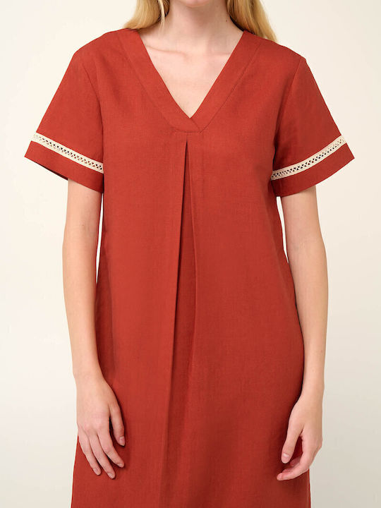 Sommer Midi Wickel Damenkleid Rot Chili