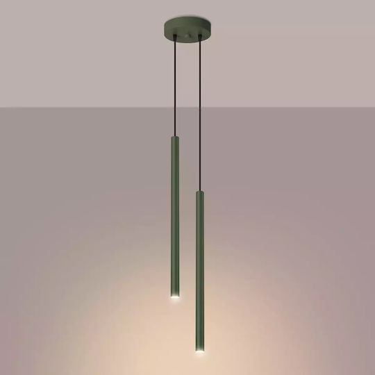 Sollux Pastelo 2 Hängelampe Grün mit Fassung G9 15x15x104cm.