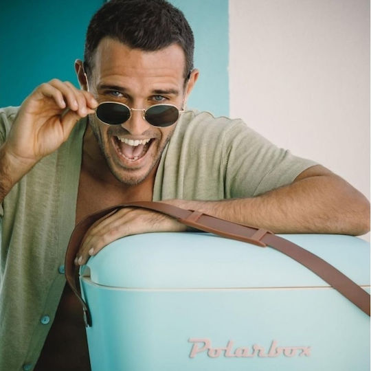 Polarbox Classic & Pop Style Portable Fridge 12lt Turquoise With Brown Strap