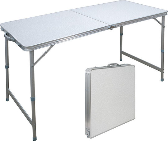 Epiplo-Fos Escape Table Folding/Suitcase 90x60x40/70cm Table Metal for Camping Foldable in Case 90x60x70cm White