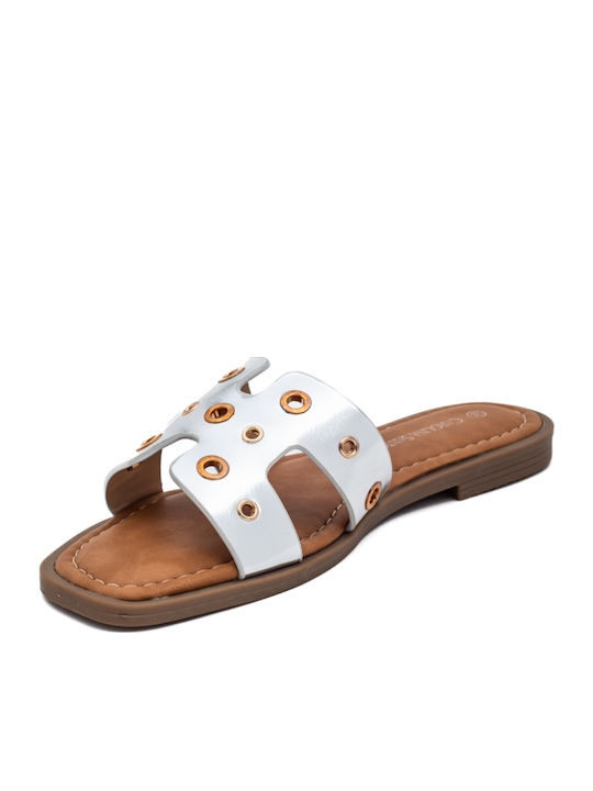 Women's Flat Sandals in Silver Color