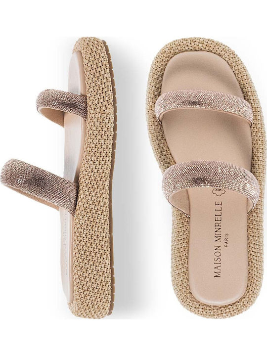 Sandale Casual Damă Flatforme Roz Auriu