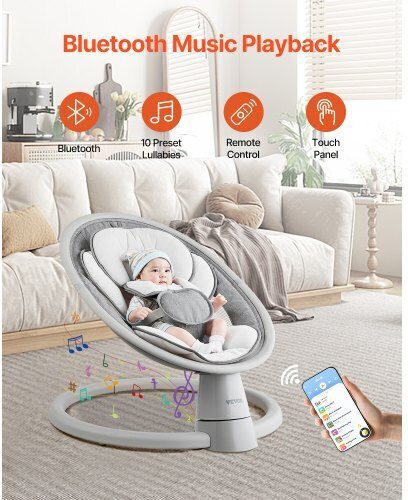 Vevor Elektrisch Baby Relax mit Musik Gray für Kind bis 9kg