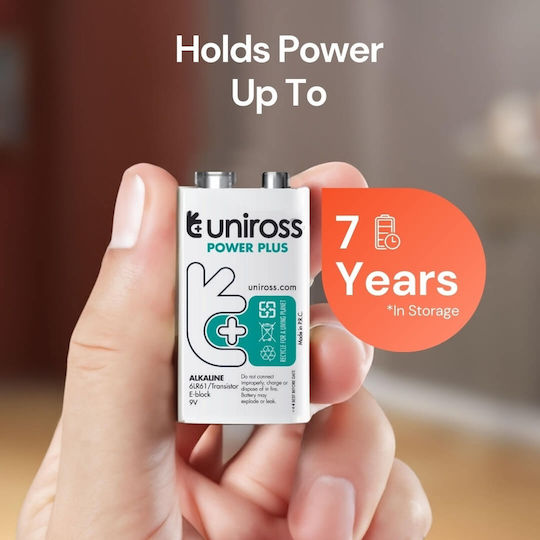 Uniross Alkaline Pp3 9v Power Plus Battery 1pc