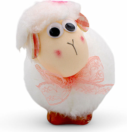 Easter Table Decorative Figure Lamb White Synthetic Fur 12cm 3epx54