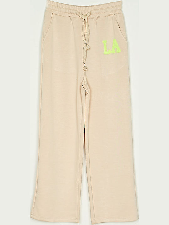 Damen Beige Set mit Hose mit Gummizug in Lockerer Passform