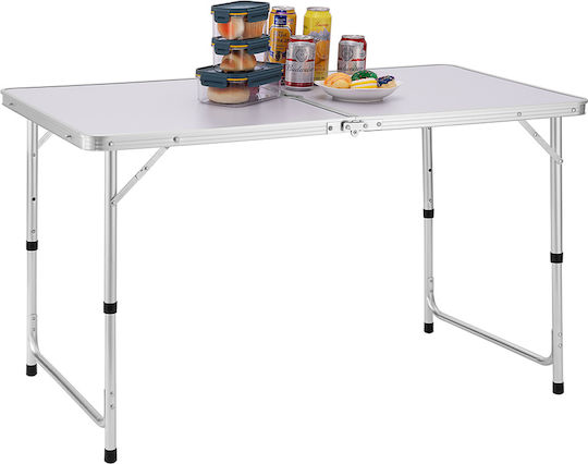 Bakaji Table Aluminum for Camping Foldable in Case 60x60cm White