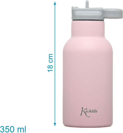Kiokids Παιδικό Παγούρι Θερμός Ανοξείδωτο Ροζ 350ml
