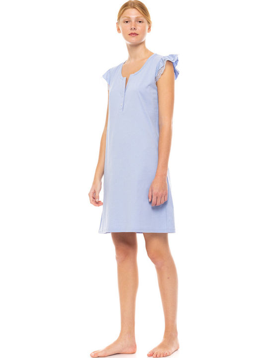 Pink Label Sommer Damen Nachthemd Blue Cloud