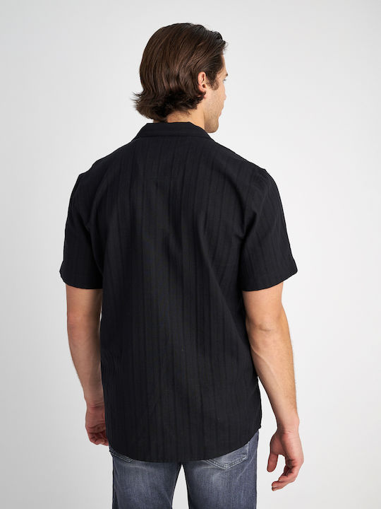 Ron Short-sleeved Cotton Shirt Black