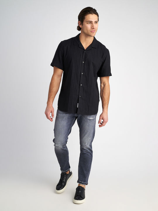 Ron Short-sleeved Cotton Shirt Black
