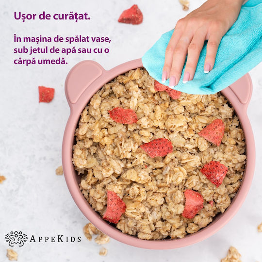 AppeKids Παιδικό Μπωλ Φαγητού από Σιλικόνη Ροζ