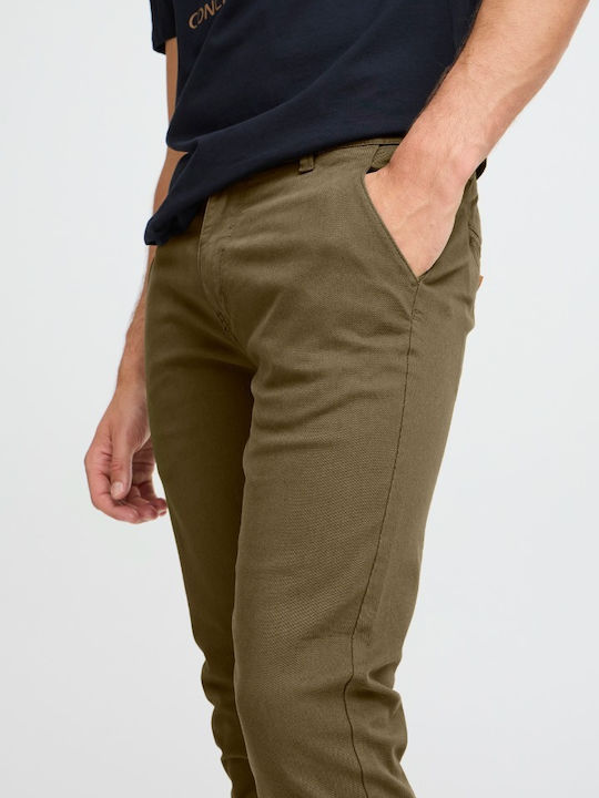 Men's Chino Elastic Slim Fit Trousers Khaki