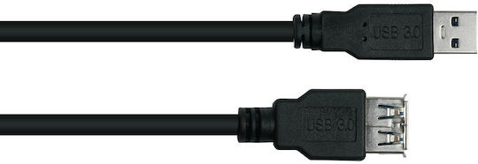 Kabelmeister USB 3.0 Cable USB-A male - USB-A female Μαύρο 1m UK30P-ASA-010S