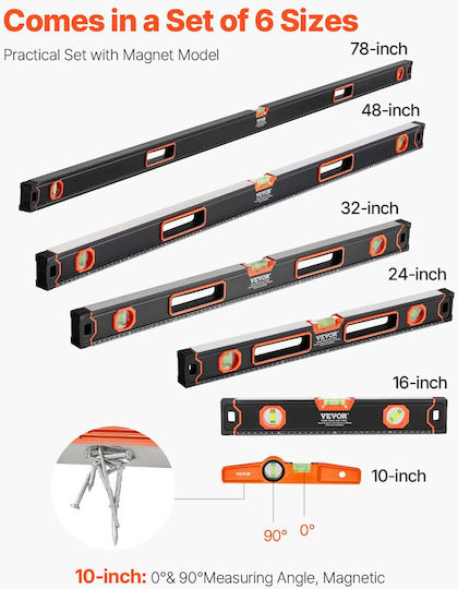 Vevor JXSPC78INCH401BF2V0 Wasserwaage Aluminium Magnetisch