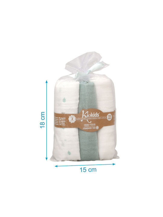 Kiokids Σελτεδάκια από Μουσελίνα Πράσινο 70x70εκ. 3τμχ