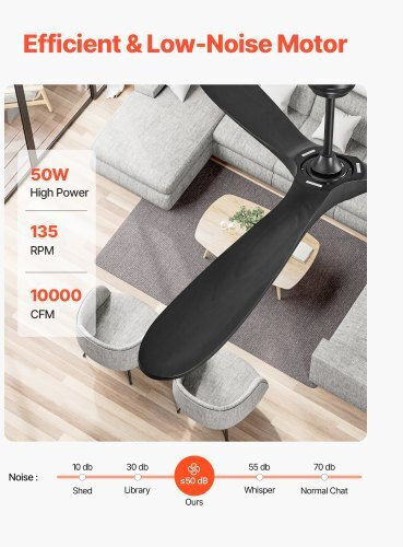 Vevor Ventilator De Tavan 182.88cm Negru