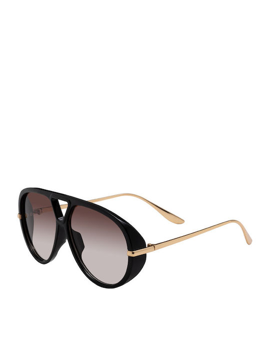 Fano Unisex Sonnenbrillen mit Schwarzem Horn umrandetem Rahmen und Schwarzem Glas