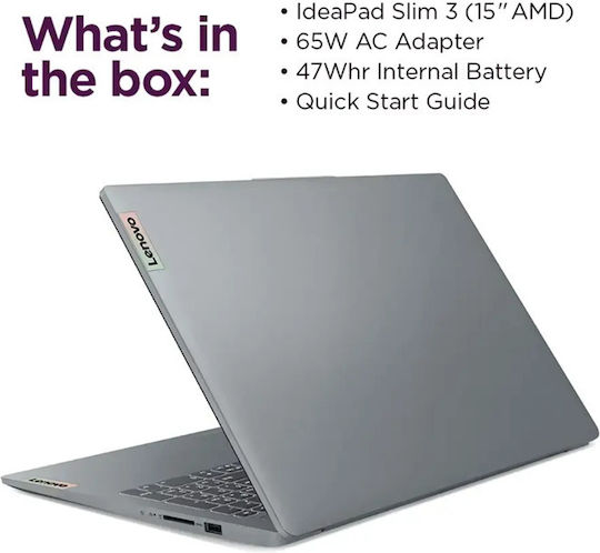 Lenovo IdeaPad Slim 3 15ABR8 15.6" IPS FHD Touchscreen (Ryzen 7-5825U/16GB/512GB SSD/W11 Home) Arctic Grey (US Keyboard)